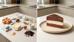 Míša řezy jako z cukrárny: vláčný kakaový korpus, tvarohový krém a poleva