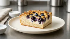 Rychlý kynutý koláč s tvarohem a borůvkami na plech – s křupavou drobenkou