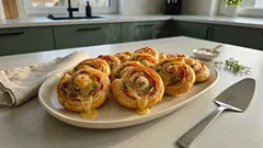 Šunkovo-sýrové šneky z listového těsta: rychlé pohoštění, které vždy zmizí