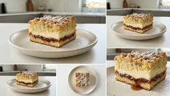 Kynutý koláč na plech s tvarohem, povidly a mákem – s křupavou drobenkou