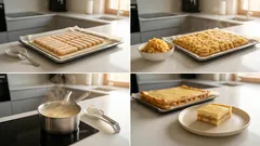 Krémový jablečný koláč z listového těsta s vanilkovým pudinkem – jednoduchý na plech