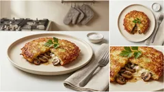 Křupavý bramborák plněný žampiony a sýrem: večeře z pánve za chvíli