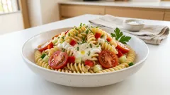 Těstovinový salát s řeckým jogurtem: svěží, krémový a hotový za chvíli